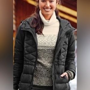 Athleta Fireside Wool Turtleneck Sweater Black Cream Small